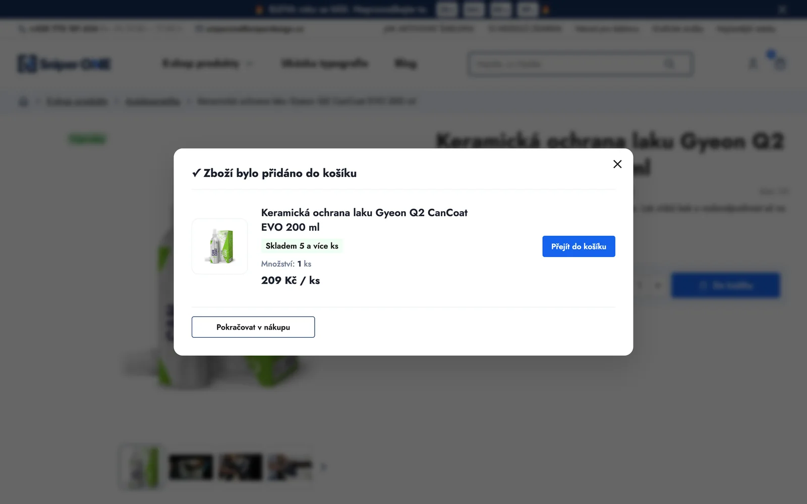 Popup košík: zákazník hned vidí, co přidal, a může nakupovat dál