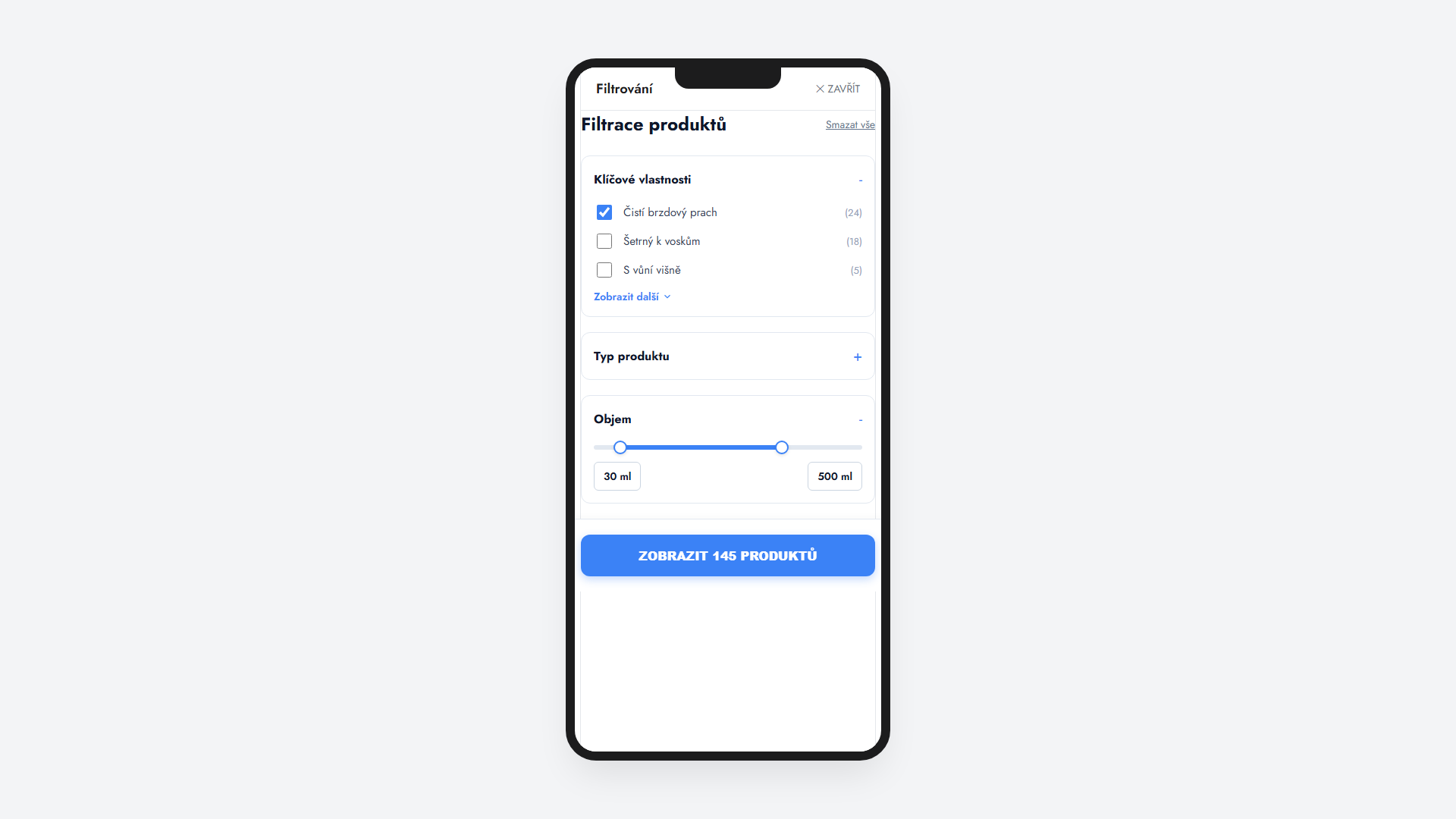 NEXT-GEN upravení filtrace produktů na mobilním zobrazení Shoptet