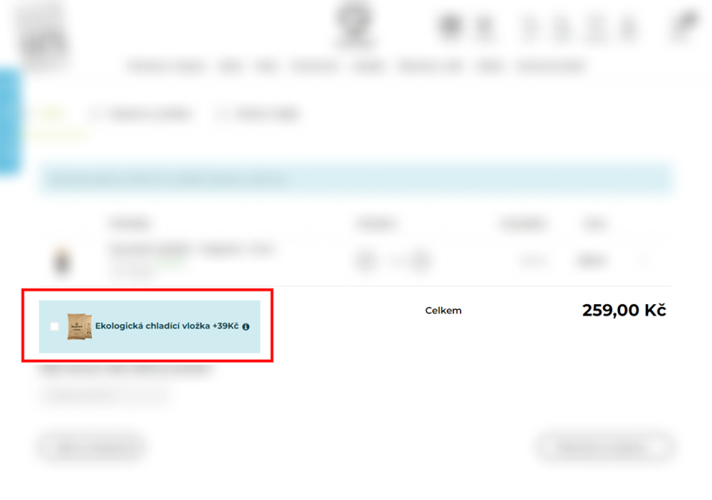 Upsell doplňkových služeb v prvním kroku košíku