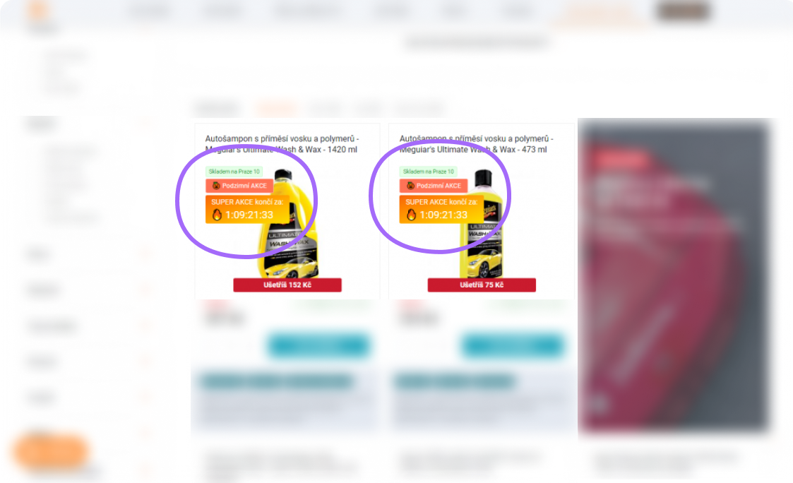 Automatický odpočet do ukončení akce u produktu