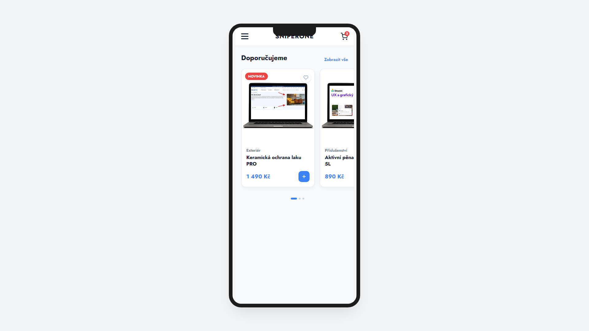 Kompletní chování e-shopu na mobilu Shoptet – slidery a touch aktivní prvky