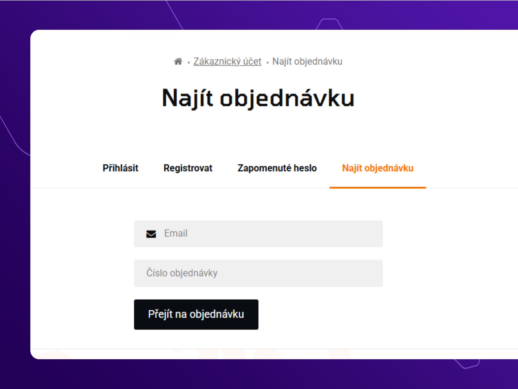 Najít objednávku – dohledání objednávky bez původního e-mailu (Upgates v35)