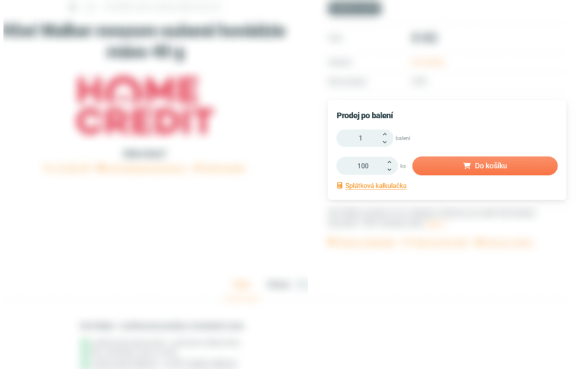 B2B modul pro nákup produktu po baleních a násobcích