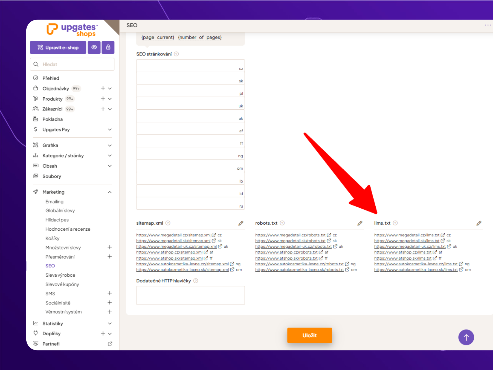 llms.txt na míru pro Upgates – strukturované informace pro AI boty