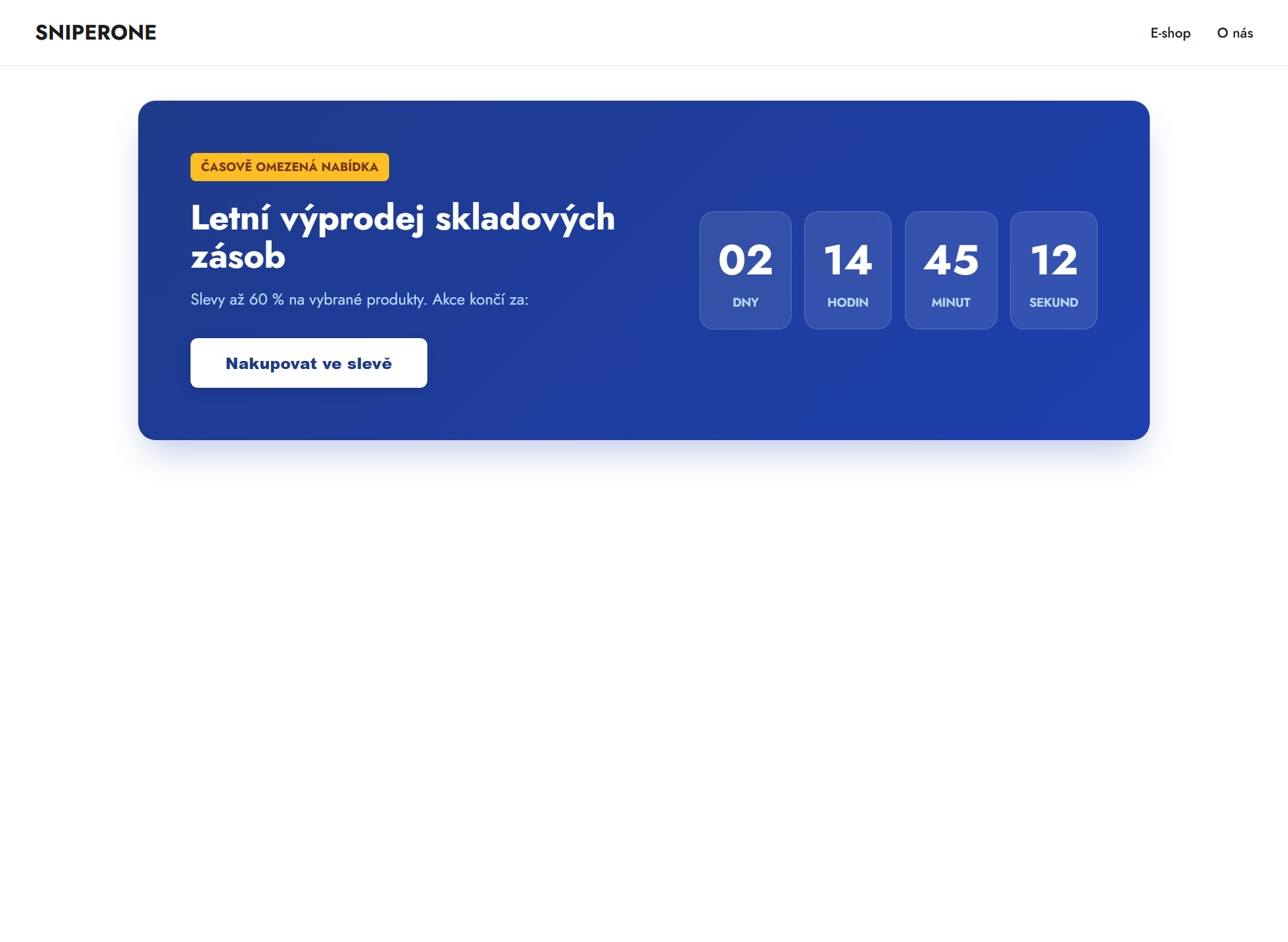 Velký odpočet na akční produkt na domovské stránce e-shopu Shoptet