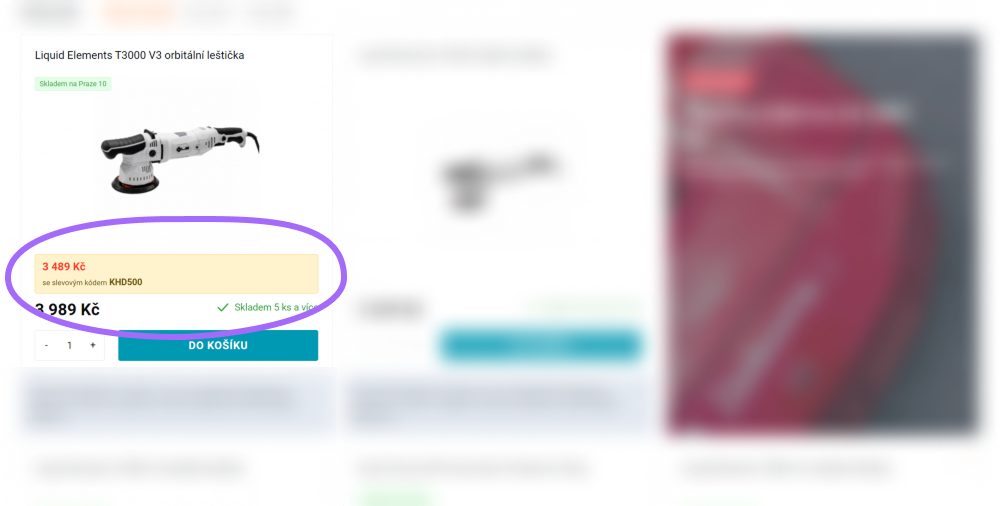 Slevový kupon přímo na produktu