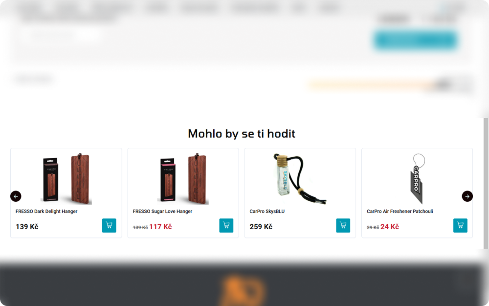 Upsell nabídka produktů v prvním kroku košíku
