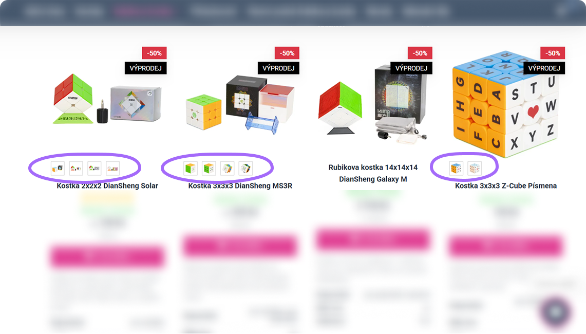 Variabilní produktové boxy s proklikem variant